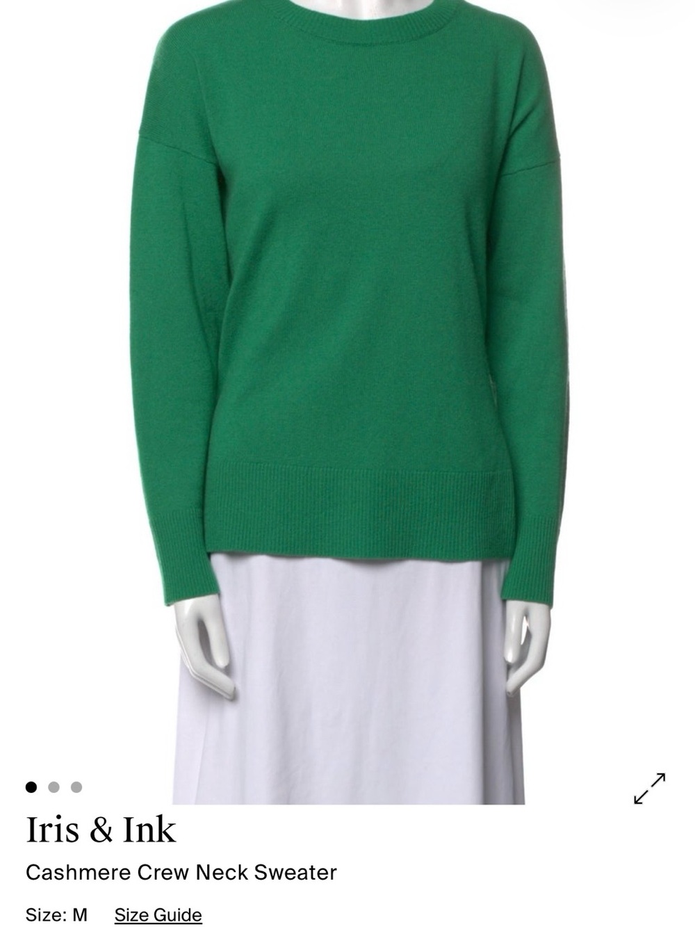 Iris & Ink Green Cashmere Crew Neck Sweater
